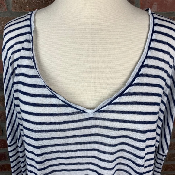 Cupcakes & Cashmere Striped Linen Top, Sz M - Picture 3 of 6